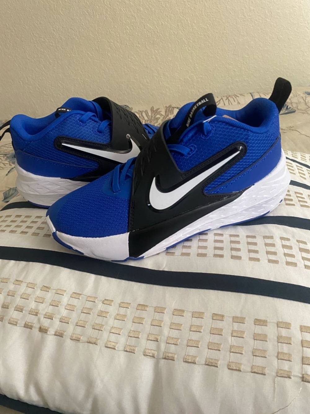 Nike Royal Blue, Black and White Basketball Shoes 2 Youth